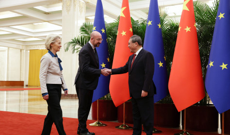 EU-China Summit 2023, where Charles Michel, Ursula von der Leyen and Josep Borrell meet with Xi Jinping and Li Qiang.