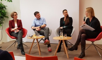 Kristin Shi-Kupfer, Stefan Heumann, Rebekka Weiß und Claudia Wessling bei einem MERICS Lunch Talk