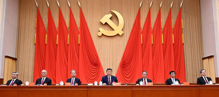 - Xi Jinping, Li Qiang, Zhao Leji, Wang Huning, Cai Qi, Ding Xuexiang and Li Xi attend the fourth plenary session of the 20th Communist Party of China Central Committee in Beijing.