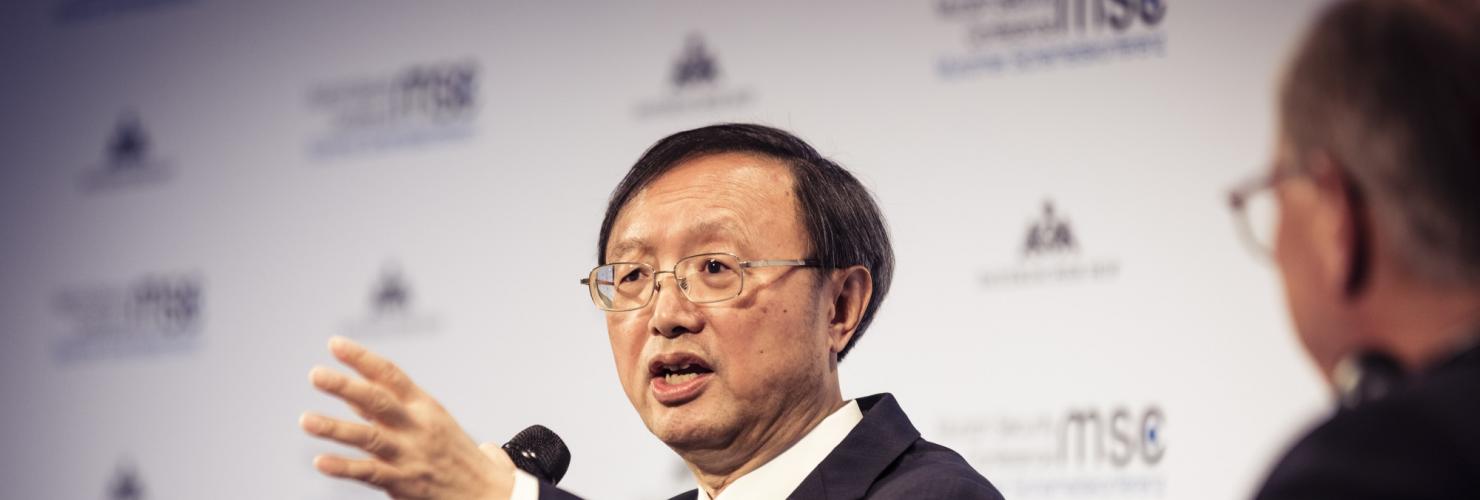 Yang Jiechi speaking at the Munich Security Conference 2019. 