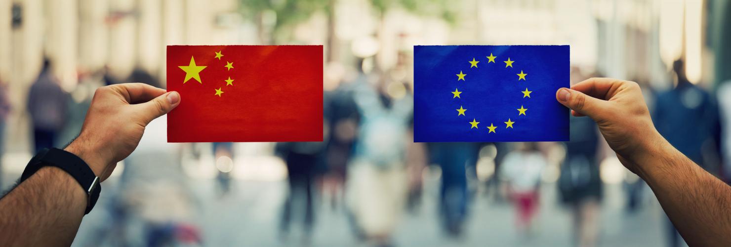 Chinese and EU flag