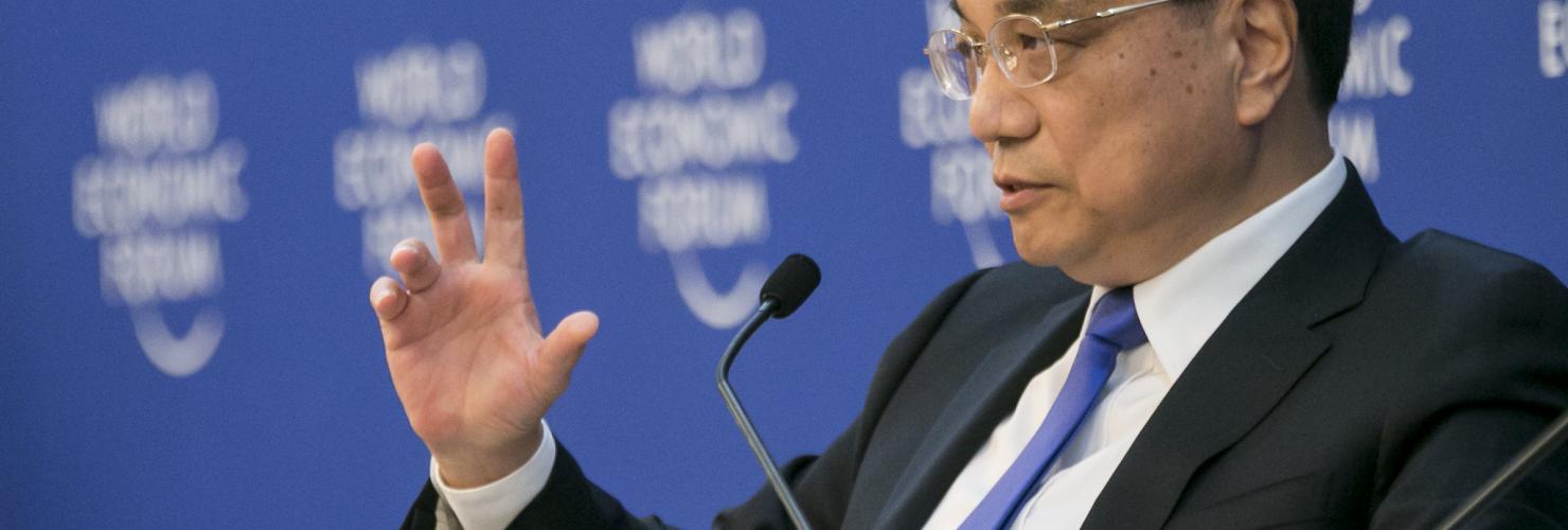 China's premier Li Keqiang at the World Economic Forum 2018