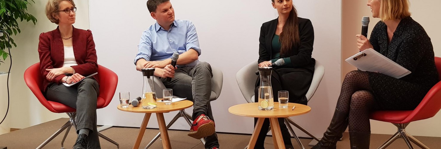 Kristin Shi-Kupfer, Stefan Heumann, Rebekka Weiß und Claudia Wessling bei einem MERICS Lunch Talk