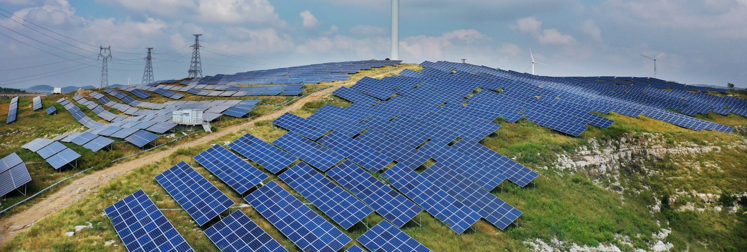 Rural wind solar hybrid power generation project. Zaozhuang City, Shandong Province, China, September 12, 2020.