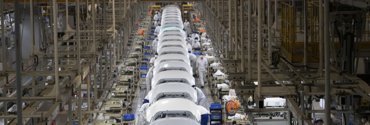 car assembly line at the Dongfeng Honda Automobile Co., Ltd factory in Wuhan