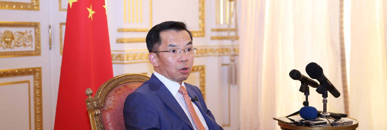 Chinese ambassador to France Lu Shaye speaks to Chinese press in Paris, France, 