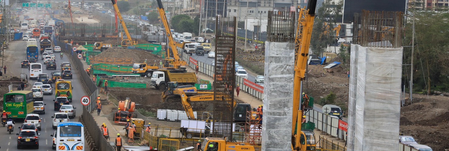 A general view of a section of a construction site of the Nairobi Expressway Project section