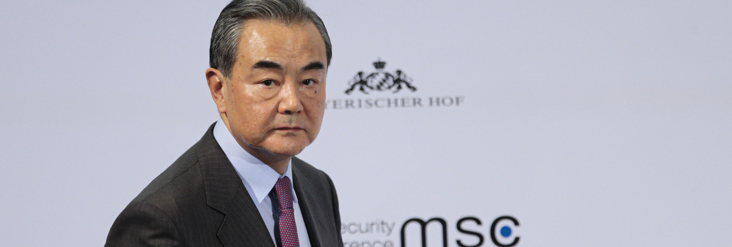 Chinese Foreign Minister Wang Yi makes a speech during the 56th Munich Security Conference at Bayerischer Hof