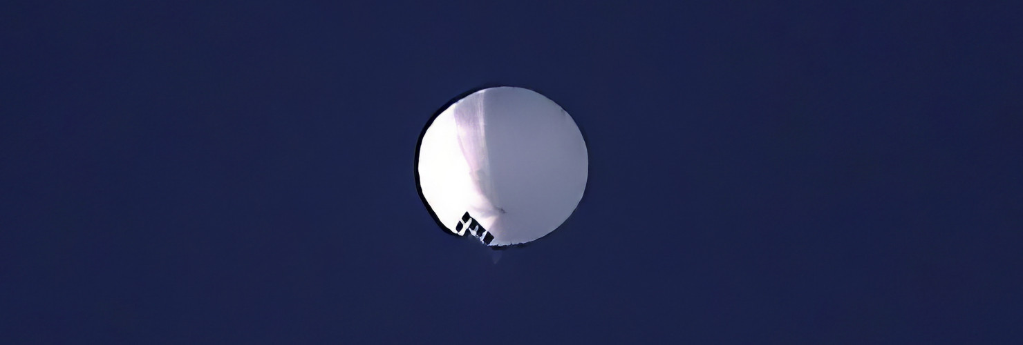 A high altitude balloon floats over Billings, Mont., on Wednesday, Feb. 1, 2023. 