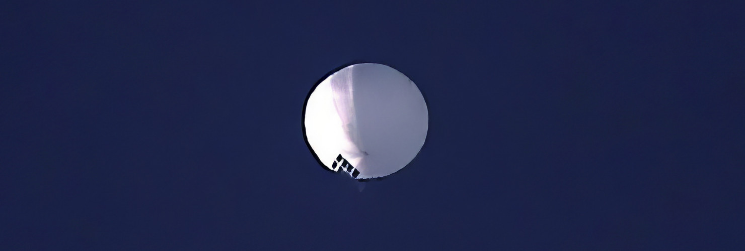 A high altitude balloon floats over Billings, Mont., on Wednesday, Feb. 1, 2023.
