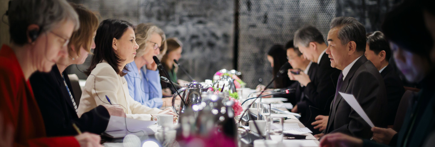 Annalena Baerbock and Wang Yi at the 2024 Munich Security Conference
