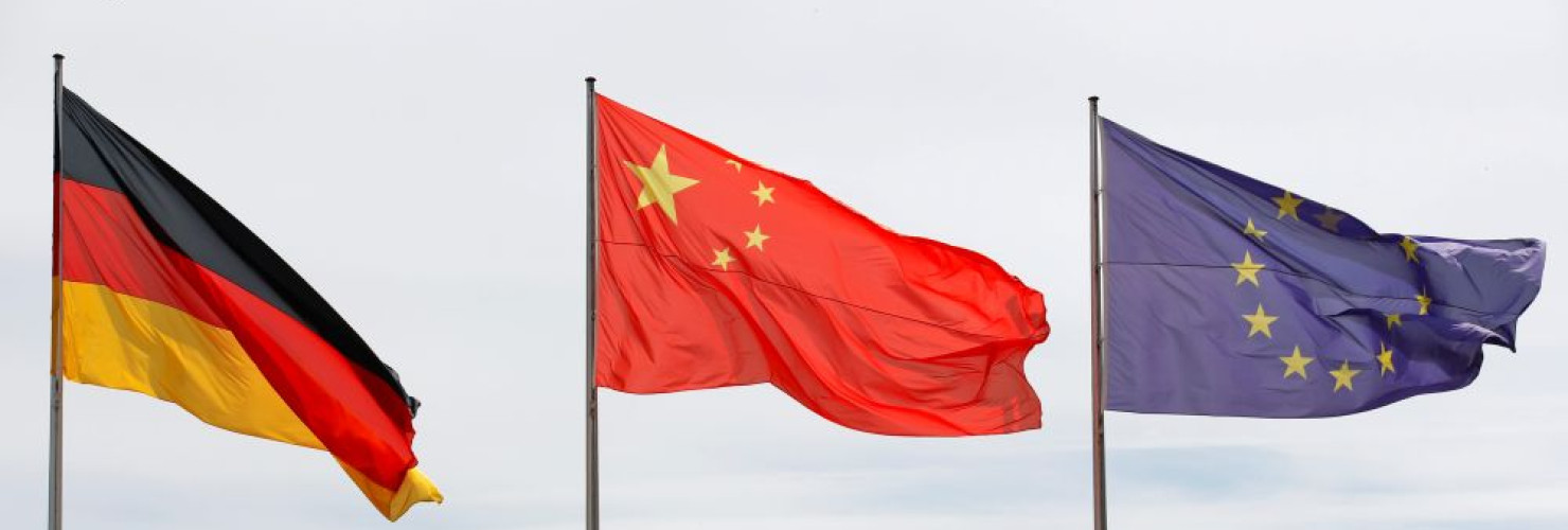 German, Chinese, EU flags