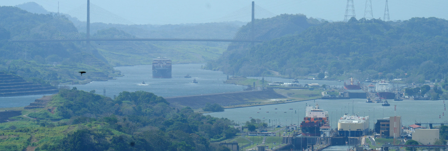 A ship sails through the Panama Canal after Hong Kong's CK Hutchison agreed to sell its interests in a key Panama Canal port operator to a BlackRock Inc-backed consortium.