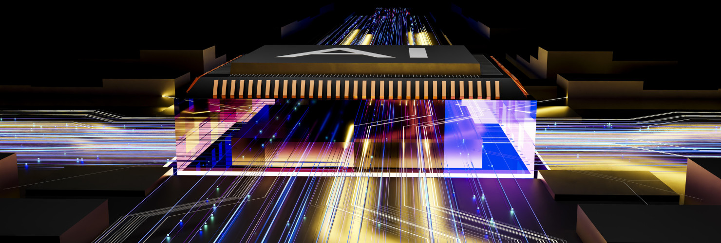 AI chip 3d render