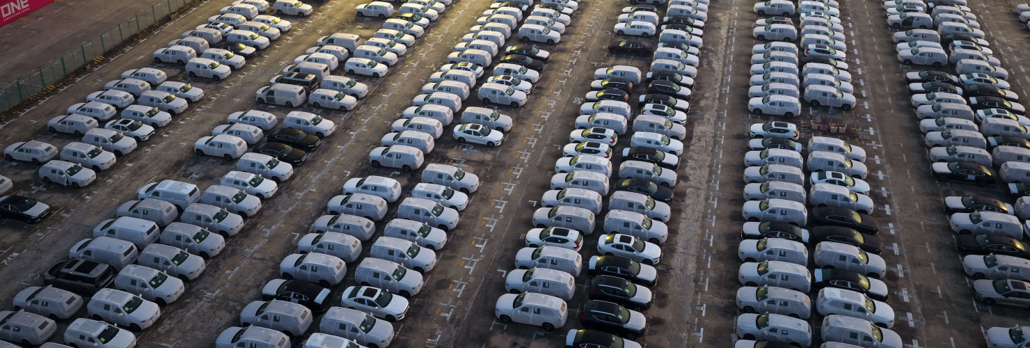 Cars parked in Nanjing Port in Nanjing City, Jiangsu Province, China
