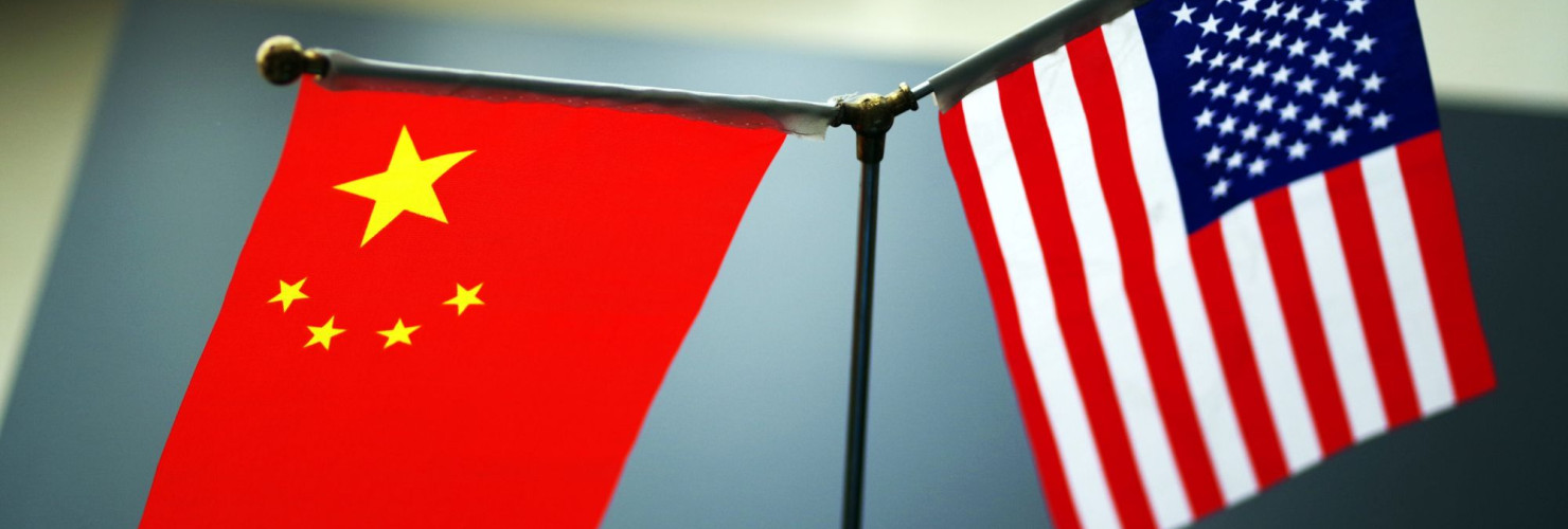 National flags of China and the United States