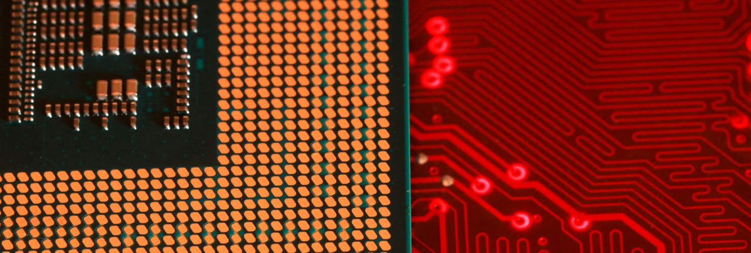 Computer motherboard and chip appear in this illustration.