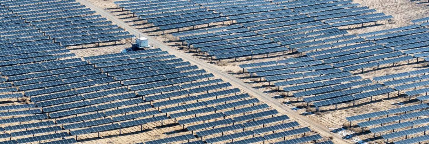 New energy photovoltaic power generation base in Tengger Desert, Zhongwei City, Ningxia, China
