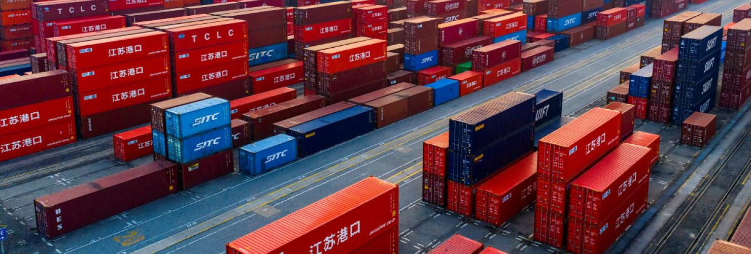 Container parked in Taicang Port Area in Suzhou Port, Jiangsu Province, China on February 18, 2026