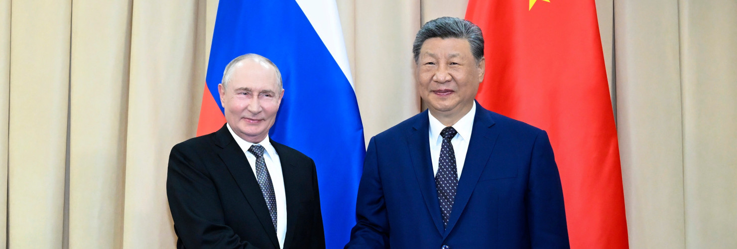In this photo released by Xinhua News Agency, Chinese President Xi Jinping, right, meets with Russian President Vladimir Putin on the sidelines of the Shanghai Cooperation Organization Summit 2026 in Bishkek, Kyrgyzstan, Monday, Aug. 31, 2026. 