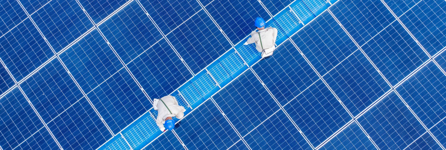 ower workers inspected the operation status of photovoltaic power generation equipment on the roof of a company in Yangzhou City, Jiangsu Province, China on June 24, 2025.