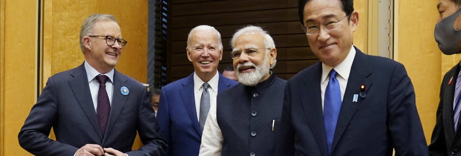 Anthony Albanese, Joe Biden, Narendra Modi are greeted by Fumio Kishida during his arrival to the Quad leaders summit at Kantei Palace