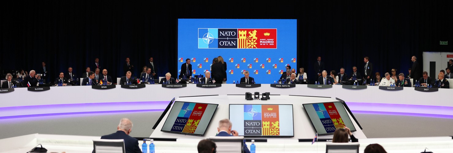 A general view of hall during the last day of the NATO Summit in Madrid, Spain on June 30, 2022.