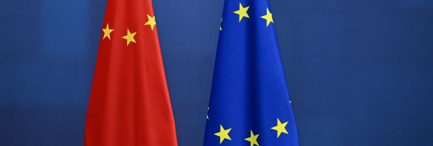 European Union and Chinese flags 