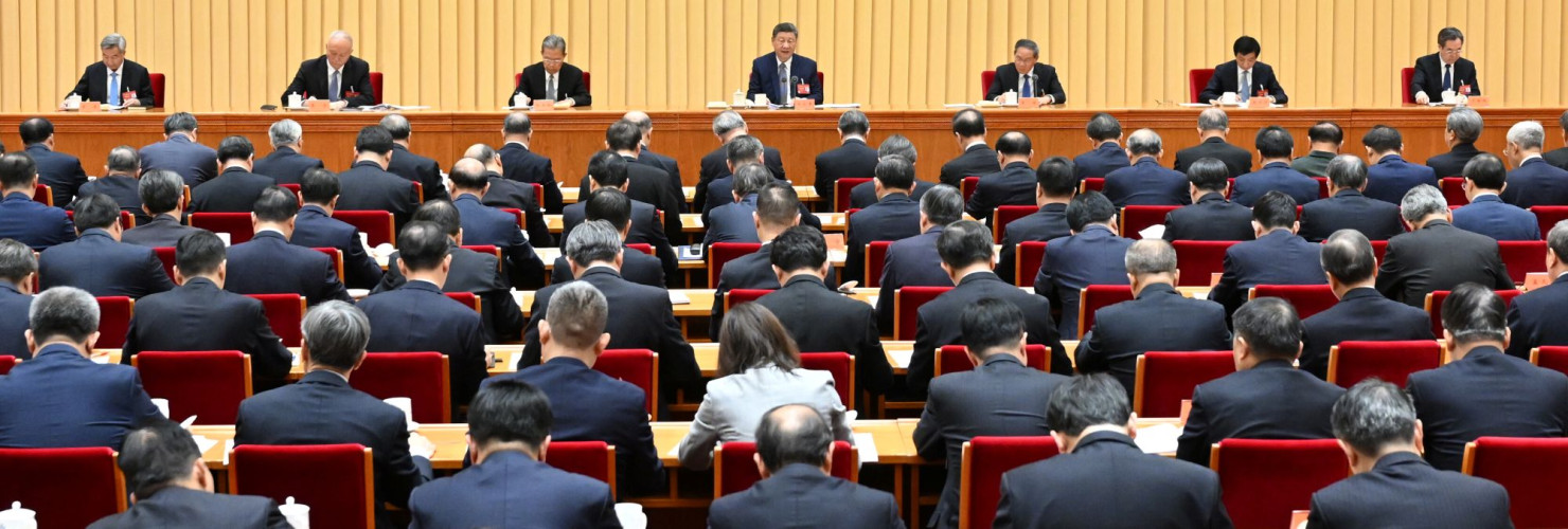 Xi Jinping delivers a speech at the annual Central Economic Work Conference in Beijing in December 2025.