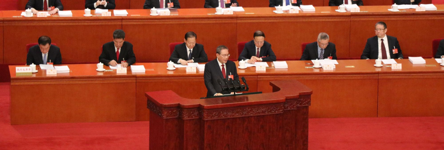 Premier Li Qiang presents the government's annual work report and the draft budget to the delegates during the fourth session of the 14thChina's National People's Congress (NPC)
