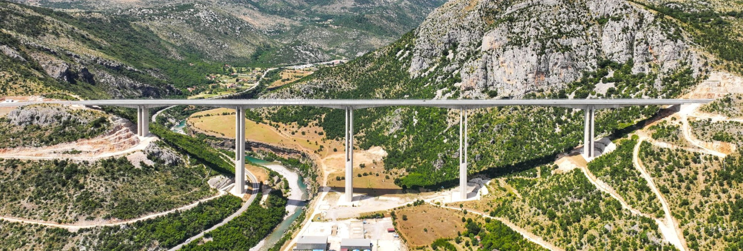  This aerial photo taken on July 24, 2023 shows a bridge on the Bar-Boljare highway in Montenegro.