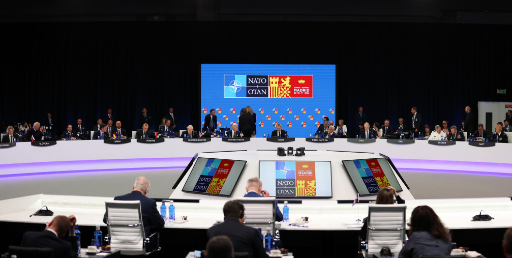 A general view of hall during the last day of the NATO Summit in Madrid, Spain on June 30, 2022. 
