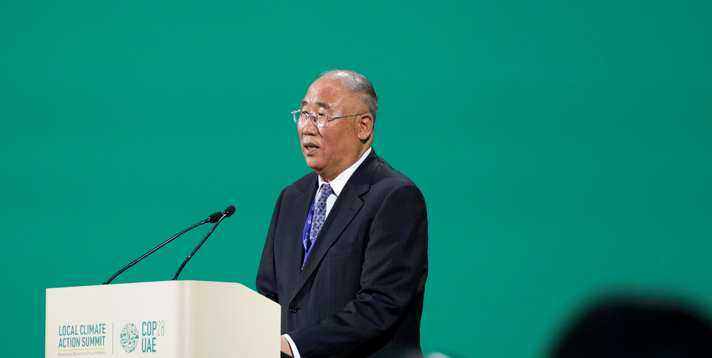 Xie Zhenhua, China special envoy for climate, speaks during a session at the COP28 U.N. Climate Summit, Friday, Dec. 1, 2023, in Dubai, United Arab Emirates.