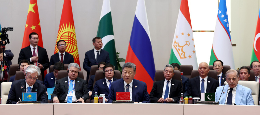 China's President Xi Jinping (C) gives a speech at a SCO+ format meeting of the Shanghai Cooperation Organisation (SCO) summit in Bishkek, Kyrgyzstan on Tuesday on September 1, 2026