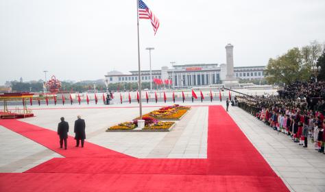 Xi Jinping and Donald Trump at their meeting in China in 2017.  