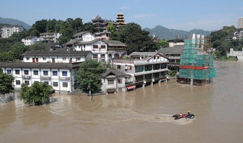 Ciqikou ancient town flooded due to rainstorm in Chongqing