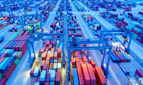 Nantong, Jiangsu, the container operation area of Gangtong sea port area.