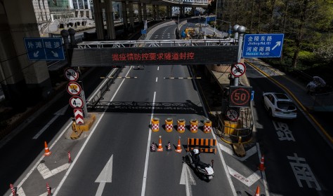 Entrance of tunnel leading to Shanghai Pudong after traffic restrictions amid the lockdow