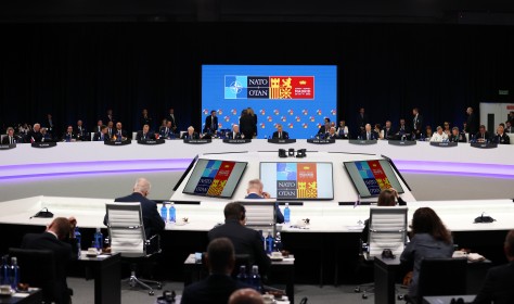 A general view of hall during the last day of the NATO Summit in Madrid, Spain on June 30, 2022. 