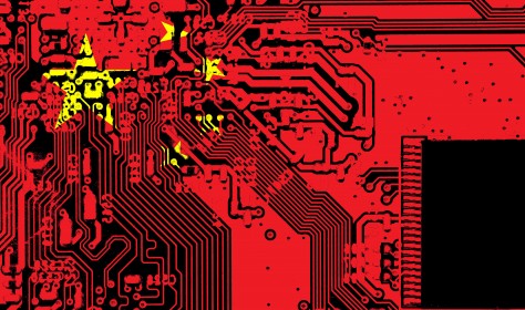 Chinese National Flag on PC circuit board