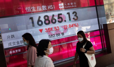Hong Kong Hang Seng Index dives below 17,000 points
