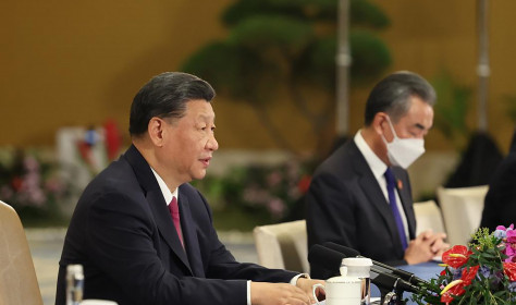 Chinese president Xi Jinping and Foreign Minister Wang Yi at the G20 summit in Bali in November 2022.