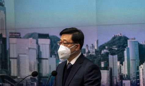 Hong Kong Chief Executive John Lee speaking during a press conference on January 31, 2023 in Hong Kong, China. 