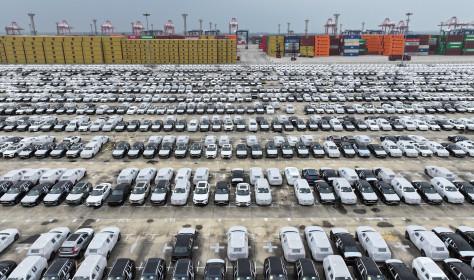 Cars at the Port of Nanjing, China's Jiangsu Province