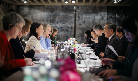 Annalena Baerbock and Wang Yi at the 2024 Munich Security Conference