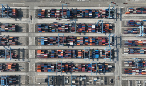 argo ships load and unload containers in an orderly manner at the Dapukou Container Terminal in Jintang Port area of Zhoushan Port in Ningbo, Zhejiang province, China, Jan 4, 2025.