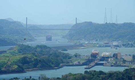 A ship sails through the Panama Canal after Hong Kong's CK Hutchison agreed to sell its interests in a key Panama Canal port operator to a BlackRock Inc-backed consortium.