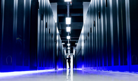 A staff member works at the State Key Laboratory of Public Big Data at Guizhou University.