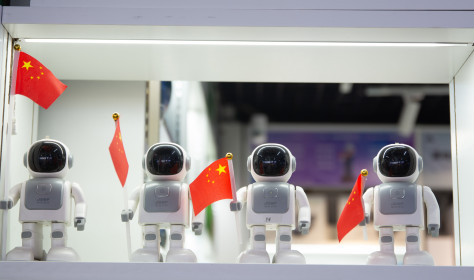 Robot toys are seen in Yiwu Wholesale Market in Yiwu, China