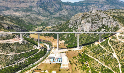  This aerial photo taken on July 24, 2023 shows a bridge on the Bar-Boljare highway in Montenegro.